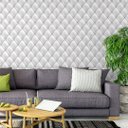 Ver imagem 3 de Papel de Parede Adesivo Estofado Branco Brilhoso Sofá 2,80m
