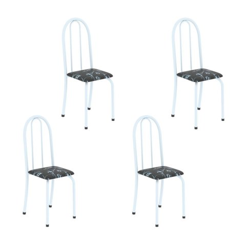 Kit 4 Cadeiras Tubular 96x36x41 cm Iris B Branco/Preto
