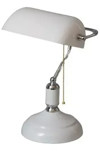 Abajur Inglesa Banker Banqueiro Prata Branca Bivolt - 1