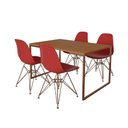 Ver imagem 6 de Mesa Industrial Base Ferro Cobre Tampo 137X90 Canela 4 Cadeiras Ferro Cobre Assento Vermelho Marrom