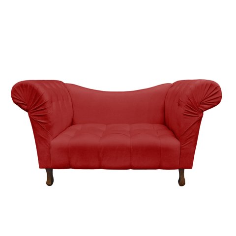 Recamier Divã Rio 1,50m Suede Vermelho - Dominic Decor