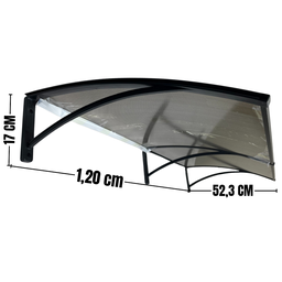 Kit Toldo Policarbonato Bronze e Preto 50 Cm X 1,2 Metro Porta e Janelas - 3