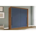 Ver imagem 1 de Guarda Roupa 2 Portas de Correr (1 C/ Espelho) e 2 Gavetas Valência Freijo/azul - Politorno
