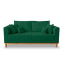 Ver imagem 4 de Kit Sofá 3 Lugares e 2 Poltronas Beny Viena Com Base de Madeira Suede Verde - Madeira Prima Deccor