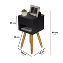 Ver imagem 2 de Mesa de Cabeceira Retrô 30cm Preto Gaveta e Nicho Pés Palito Madeira Maciça - Já Montado