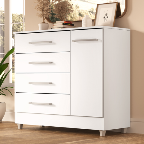 Comoda Laura 4 Gavs 1 Porta Branco