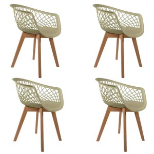 Kit 4 Cadeiras de Jantar Web Pé Wood Modelo Premium Madeira Maciça Original Fendi