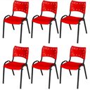 Ver imagem 2 de Cadeira Iso Base Preto Escola, Escritório Vermelho Kit 6 Un