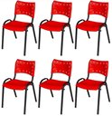 Ver imagem 2 de Cadeira Iso Base Preto Escola, Escritório Vermelho Kit 6 Un