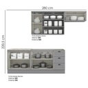 Ver imagem 2 de Cozinha Modulada 5 Pecas 280 Cm Ce379 Americana Cinza Calcare Henn Cinza Calcare