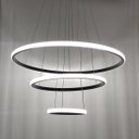 Ver imagem 5 de Lustre Pendente Luminaria 3 Arcos Aneis Luxo Perfil Infinito 48W Rustico Decoraçao Sala Jantar Luz L