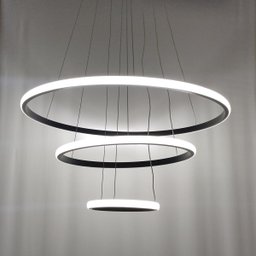 Lustre Pendente Luminaria 3 Arcos Aneis Luxo Perfil Infinito 48W Rustico Decoraçao Sala Jantar Luz L - 5