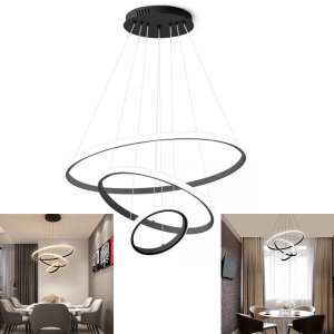 Lustre Pendente Luminaria 3 Arcos Aneis Luxo Perfil Infinito 48W Rustico Decoraçao Sala Jantar Luz L