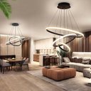 Ver imagem 2 de Lustre Pendente Luminaria 3 Arcos Aneis Luxo Perfil Infinito 48W Rustico Decoraçao Sala Jantar Luz L