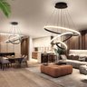 Lustre Pendente Luminaria 3 Arcos Aneis Luxo Perfil Infinito 48W Rustico Decoraçao Sala Jantar Luz L - 2