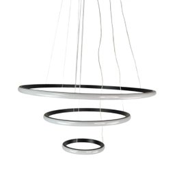 Lustre Pendente Luminaria 3 Arcos Aneis Luxo Perfil Infinito 48W Rustico Decoraçao Sala Jantar Luz L - 14