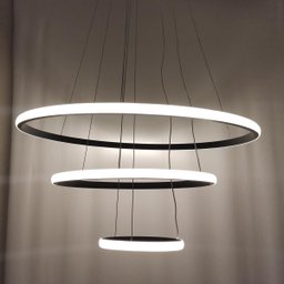 Lustre Pendente Luminaria 3 Arcos Aneis Luxo Perfil Infinito 48W Rustico Decoraçao Sala Jantar Luz L - 12