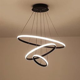 Lustre Pendente Luminaria 3 Arcos Aneis Luxo Perfil Infinito 48W Rustico Decoraçao Sala Jantar Luz L - 7