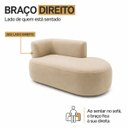 Ver imagem 3 de Sofá Curvo Orgânico 2 Lugares 160cm Sala Recepção Veludo:Bege/Braça Lado Direito