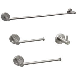 Kit Acessórios Banheiro Aço Inox Escovado Jogo Lavabo 4 Peças Papeleira Cabide Suporte Porta Toalha - 1