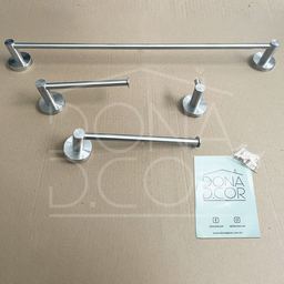 Kit Acessórios Banheiro Aço Inox Escovado Jogo Lavabo 4 Peças Papeleira Cabide Suporte Porta Toalha - 6