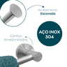 Kit Acessórios Banheiro Aço Inox Escovado Jogo Lavabo 4 Peças Papeleira Cabide Suporte Porta Toalha - 3