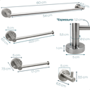 Ver imagem 5 de Kit Acessórios Banheiro Aço Inox Escovado Jogo Lavabo 4 Peças Papeleira Cabide Suporte Porta Toalha