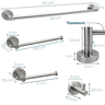 Kit Acessórios Banheiro Aço Inox Escovado Jogo Lavabo 4 Peças Papeleira Cabide Suporte Porta Toalha - 5