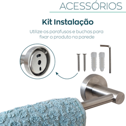 Kit Acessórios Banheiro Aço Inox Escovado Jogo Lavabo 4 Peças Papeleira Cabide Suporte Porta Toalha - 4