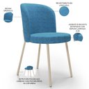 Ver imagem 4 de Kit 6 Cadeiras para Sala de Jantar Cozinha Estofada Gavi Arena L02 Linho Azul - Lyam Decor