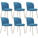 Ver imagem 1 de Kit 6 Cadeiras para Sala de Jantar Cozinha Estofada Gavi Arena L02 Linho Azul - Lyam Decor