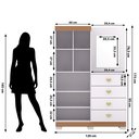 Ver imagem 3 de Cômoda com Roupeiro Armário Multiuso Cristal - Vlr Móveis: Branco/camarim
