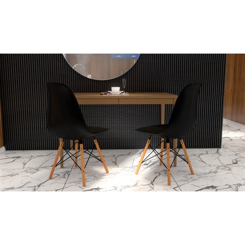 Kit com 2 Cadeiras Base Madeira Quarto Penteadeira Charles Eames Eiffel AJL Cadeira Eames