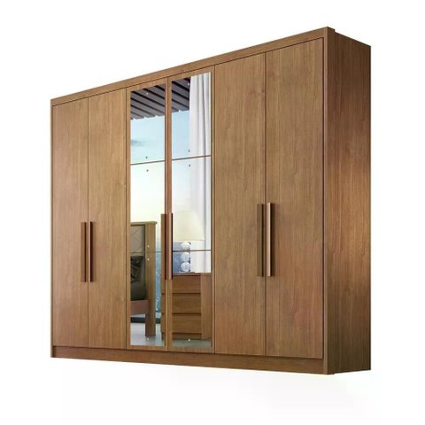 Guarda Roupa Rizon 6 Portas 6 Gavetas 1 Espelho Cor:cumaru