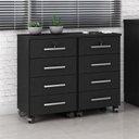 Ver imagem 4 de Kit 2 Gaveteiros para Escritório Gávea com Chave Preto Fosco – Móveis Leão