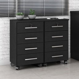 Kit 2 Gaveteiros para Escritório Gávea com Chave Preto Fosco – Móveis Leão - 4