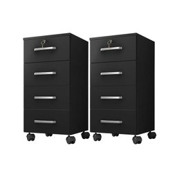 Kit 2 Gaveteiros para Escritório Gávea com Chave Preto Fosco – Móveis Leão - 1