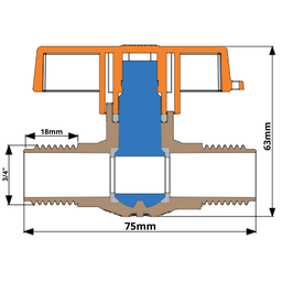 Registro de Esfera Rosca Externa Pvc Predial Bitola 3/4'' Sistema V.a.r Marrom Durín - 2