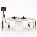 Ver imagem 2 de Mesa de Jantar Cone Oval 198x122 cm Tampo Quartzito Taj Mahal e Base Laca Branca