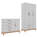 Ver imagem 2 de Quarto de Bebê Cômoda Fraldário e Guarda-roupa 3 Portas Hellen