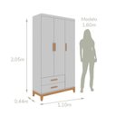 Ver imagem 3 de Quarto de Bebê Cômoda Fraldário e Guarda-roupa 3 Portas Hellen
