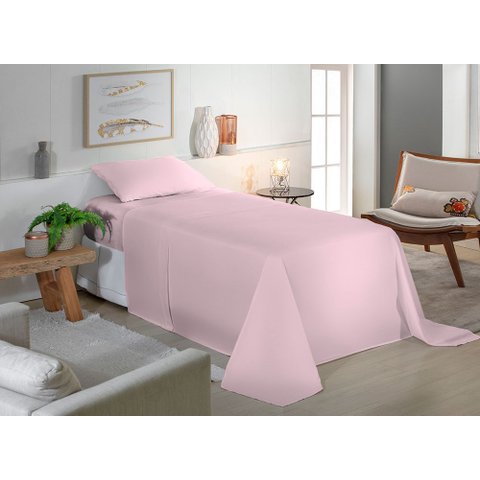 Jogo de Cama Solteiro Liso 180 Fios Fiori:rosa Claro