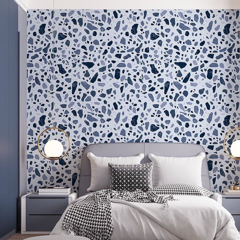 Papel de Parede Adesivo Granilite Tons de Azul Escuro - 2,5m