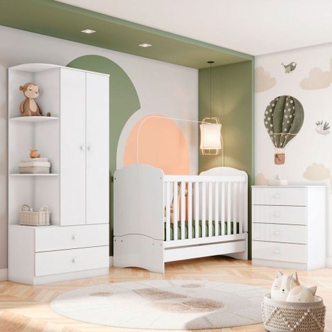 Quarto de Bebê Completo Hope 2 Portas 6 Gavetas Branco - Pnr Móveis