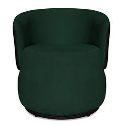 Poltrona Orgânica Decorativa Lara Veludo Verde/pu Preto - Montanaris Decor Md Montanaris Decor - 2