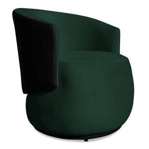 Poltrona Orgânica Decorativa Lara Veludo Verde/pu Preto - Montanaris Decor Md Montanaris Decor