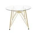 Ver imagem 1 de Mesa Eames Ferro Eiffel Cor Dourado Fosco de Jantar ou Cozinha para 4 Lugares com Tampo de Vidro Red