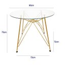 Ver imagem 3 de Mesa Eames Ferro Eiffel Cor Dourado Fosco de Jantar ou Cozinha para 4 Lugares com Tampo de Vidro Red