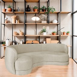Sofá Curvo 2 Lugares Sala de Estar Recepção Noruega 150cm Suede - Doce Sonho Móveis Sala de Estar,ha - 2