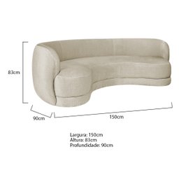 Sofá Curvo 2 Lugares Sala de Estar Recepção Noruega 150cm Suede - Doce Sonho Móveis Sala de Estar,ha - 3